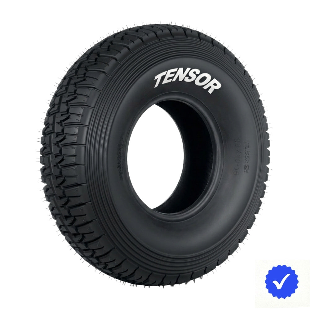 Tensor Desert Series Race tire at slight angle with blue check mark