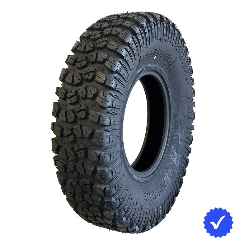 33x9.5R15 Aftershock XD AR33 Radial 8-Ply high performance all-terrain tire by Arisun with rounded shoulder tread blocks.