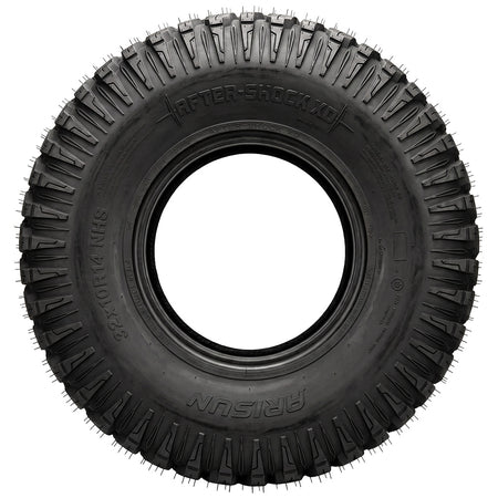 Full sidewall view of theArisun Aftershock XD AR33 UTV Side by Side 8-ply Radial Kevlar-reinforced high performance race and all-terrain tire in popular 14" and 15" sizes, offered with free shipping from Ride or Die Tire.