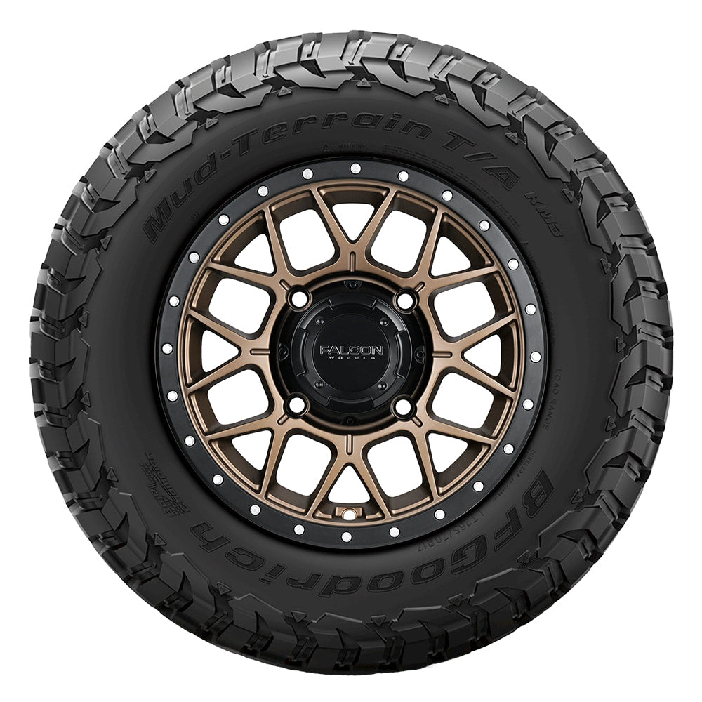 Sidewall view of the BFG KM3 Mud Terrain T/A Side-by-Side and UTV tire available in most 14" and 15" sizes, featuring rugged carcass and CoreGard Max Technology for extreme toughness.