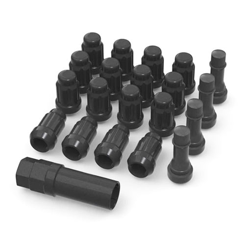Set of 16 new black lug nuts with splined key for UTV, ATV, and SXS applications in a variety of thread pitches.
