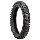 Angled view of the Bridgestone Battlecross X31 adv/dual-sport and off-road motorcycle rear tire, designed to be a true intermediate tire to excel in soft and hard terrain, featuring Bunker Groove technology and NHS rated in most popular sizes, sold with fast and free shipping.