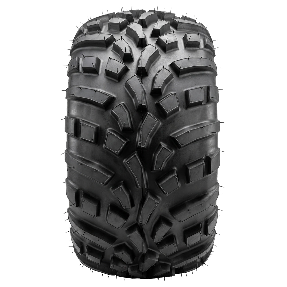 Full tread pattern and lug design view of the Carlisle AT489XD utility and sxs tire, displaying the high traction directional all-terrain and mud design.