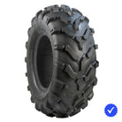 Angled view of the Carlisle ACT Radial UTV and ATV tire offered in 26x8-12, 26x10-12, 26x9-12, and 26x11-12 sizes, featuring elite traction, self-cleaning, great ride, and rugged sidewall construction, available in single tire or pairs with fast and free shipping.