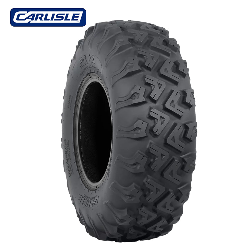 Carlisle (Carlstar) PXT2 heavy duty 6-ply utility UTV and ATV tire available in 26x9-12 and 26x11-12 sizing, built with tough 6-ply bias construction and high traction all terrain tread, and offered with free shipping for a single tire or a set of 4.