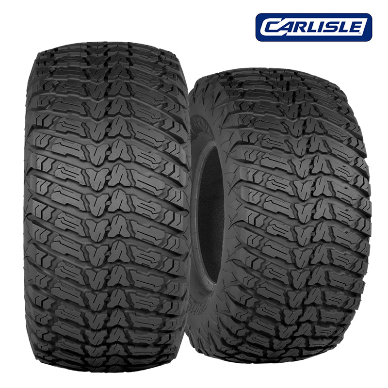 Carlisle Turf Armor lawn-friendly UTV and ZTR lawn and turf 4-ply tire, available in 8", 10", and 12" rim sizes, featuring unique high traction tread pattern, bias construction, and offered with free shipping.