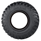Full sidewall view of the Carlstar Workmate H/S radial 8-ply tire in 25x8.00R12 size, displaying the wrap around open shoulder lugs and Carlstar logo.
