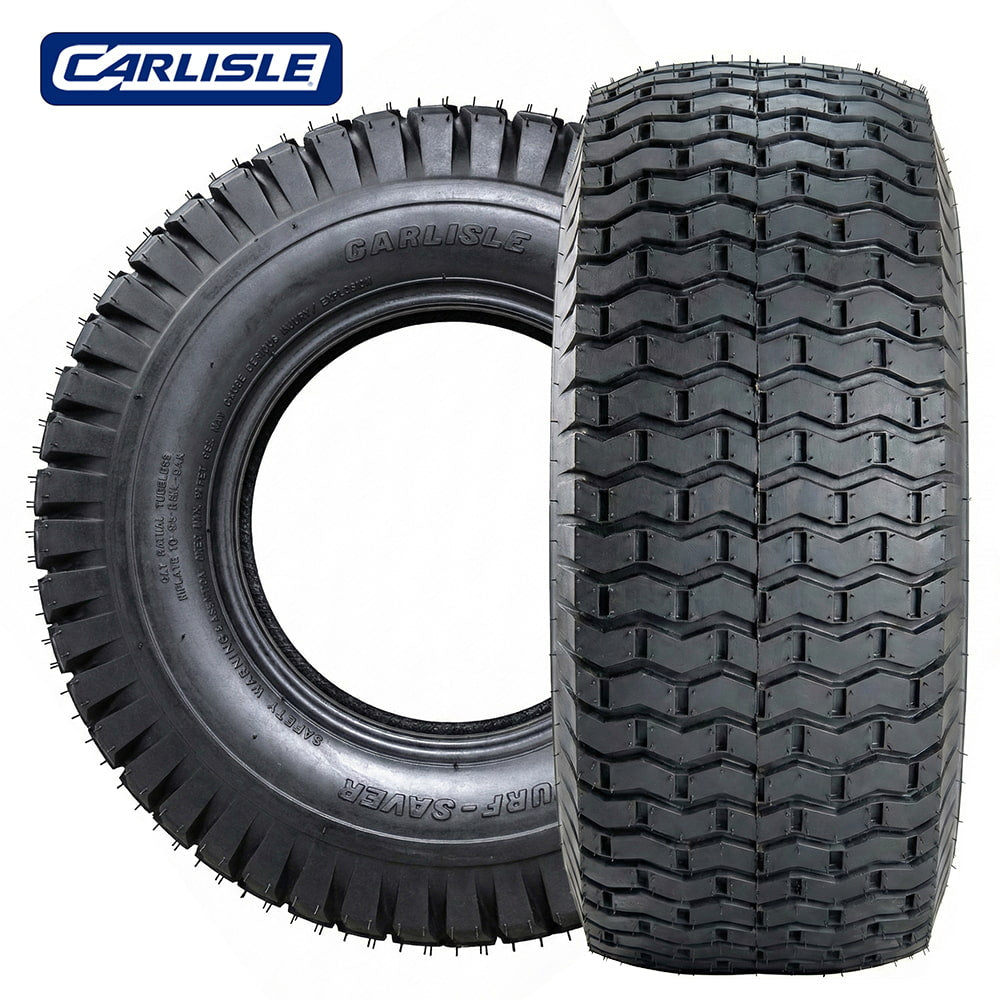 Main product listing photo of the Carlstar (formerly Carlisle) Turf Saver lineup of lawn, turf, golf tires, made with tough bias ply construction and a yard-friendly, grass-friendly tread pattern design, offered in huge variety of sizes from Ride or Die Tire.