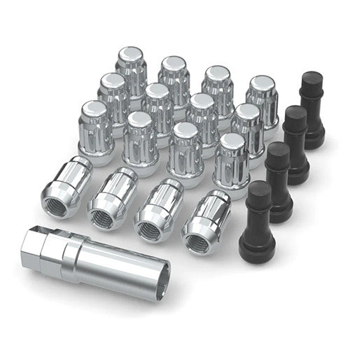 Set of 16 new chrome lug nuts with splined key for UTV, ATV, and SXS applications in a variety of thread pitches.