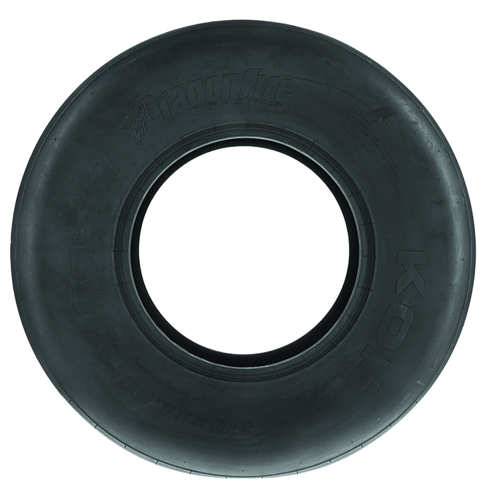 Full sidewall view of the DragonFire Kopa front ribbed sand tire, available in 32x11-15 and 30x11-14 sizes, featuring high traction serrated triple rib design and lightweight 2-ply bias construction, all offered with fast and free shipping.