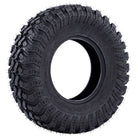 Angled view of the high performance desert and all terrain EFX Motorally 8-ply radial UTV and SXS tire, featuring the rugged construction and tread pattern and attractive sidewall styling, offered with fast and free shipping.