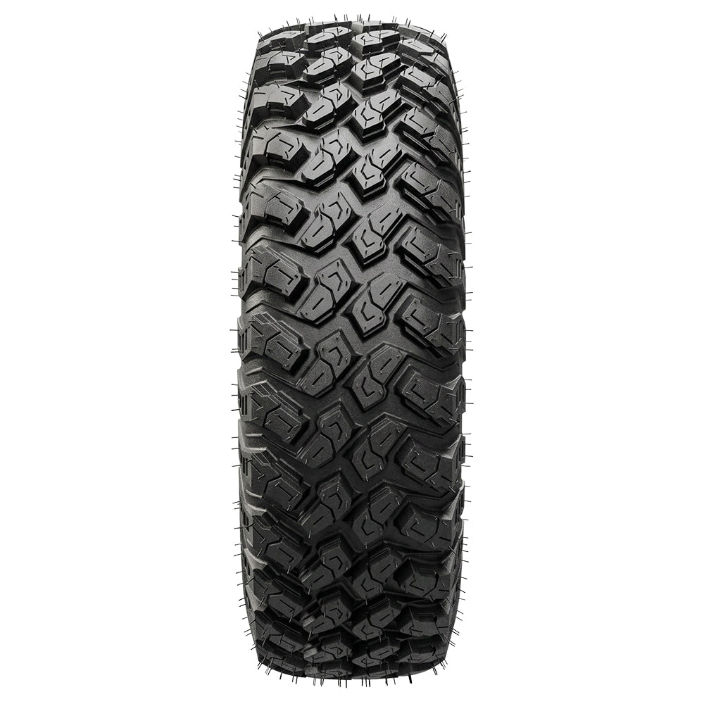 Full tread pattern view of the EFX Motorally 8-ply radial UTV and SXS all-terrain and desert tire, available in a wide variety of sizes, featuring a non-directional design and multi-angled lugs with integrated stone ejectors.