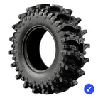 Angled view of the 6-Ply bias EFX MotoSlayer mud pit and bogger UTV tire, designed with deep 2" mud lugs and deep rim guard protection, available in wide range of tall sizes for wheels up to 24" in diameter and 50" in overall height, all offered with fast and free shipping, great for SXS with portal lifts.