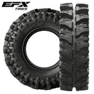 Main product photo view of the EFX MotoSlayer mud pit and bogger UTV tire, a 6-ply bias, 2" deep lug ag style tire, designed for deep mud, sold by Ride or Die Tire, available in a wide variety of overall heights and rim sizes.