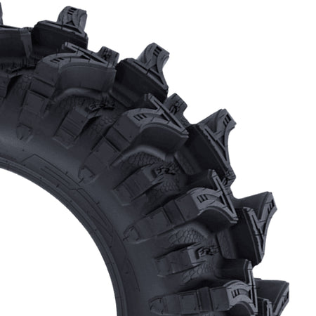 Close up view of the deep 2" shoulder lug design and "checkmark" mud lugs of the EFX MotoSlayer mud and bog tire designed for high performance UTV and SXS.