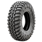 Angled view of the new Forerunner Aurora A/T 8-ply or 10-ply nylon radial All-Terrain side-by-side and UTV tire designed for general trail and rock riding, featuring tough construction and  available in sizes for 12", 14", and 15" rims, all offered with free shipping.