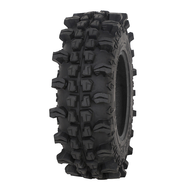 Angled view of the 28x10R14 Frontline ACP 10-Ply Radial ATV, UTV, and Side-by-Side high performance all terrain tire.
