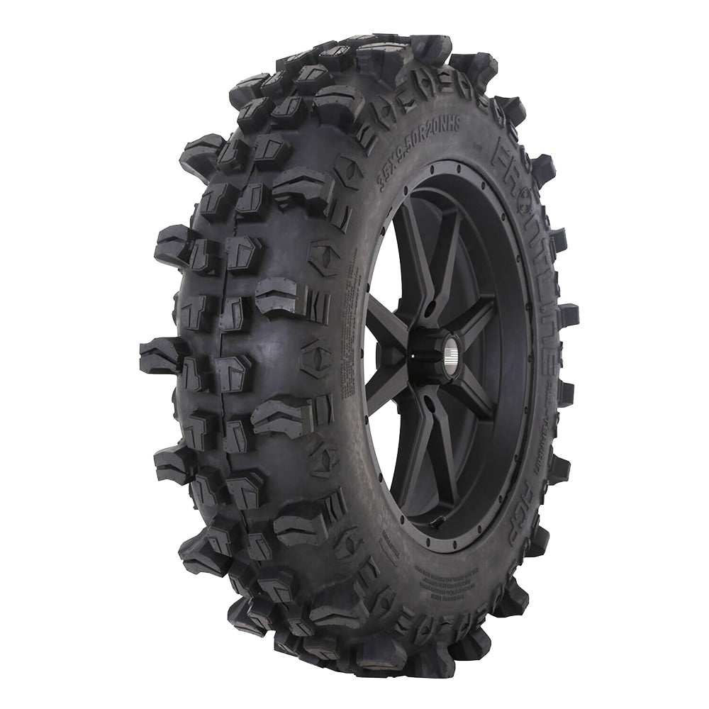 Angled view of the Frontline ACP 10-ply All-terrain radial UTV SXS tire in 35x9.5r20 size.
