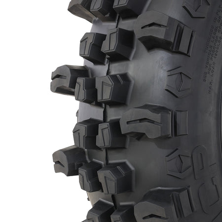 Close up view of the open tread design and lug pattern of the high performance Frontline ACP 10-Ply UTV / SXS tire.