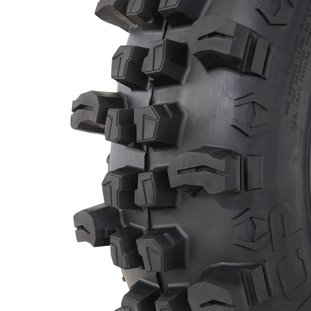 Close up view of the tread and lugs on the Frontline ACP UTV and SXS 10-ply tire.