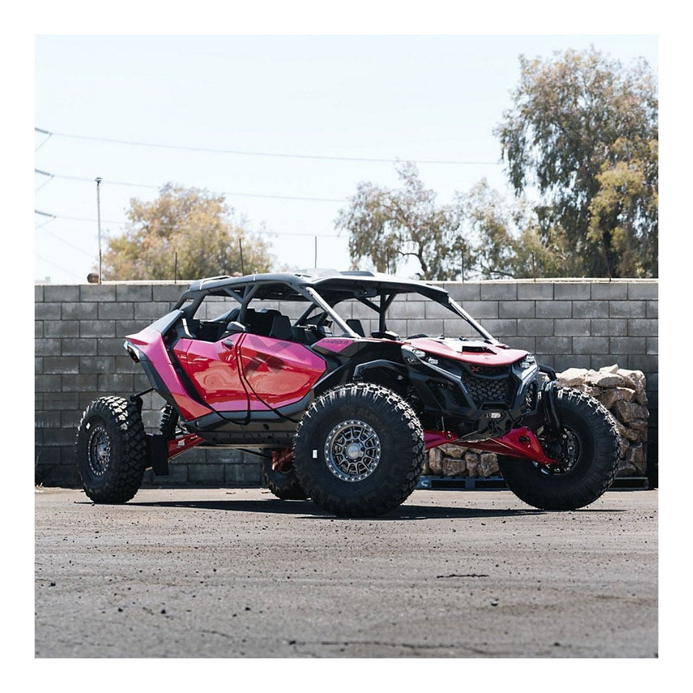 Fuel Cycle FV832 UTV wheel in gloss gunmetal, mounted on a UTV