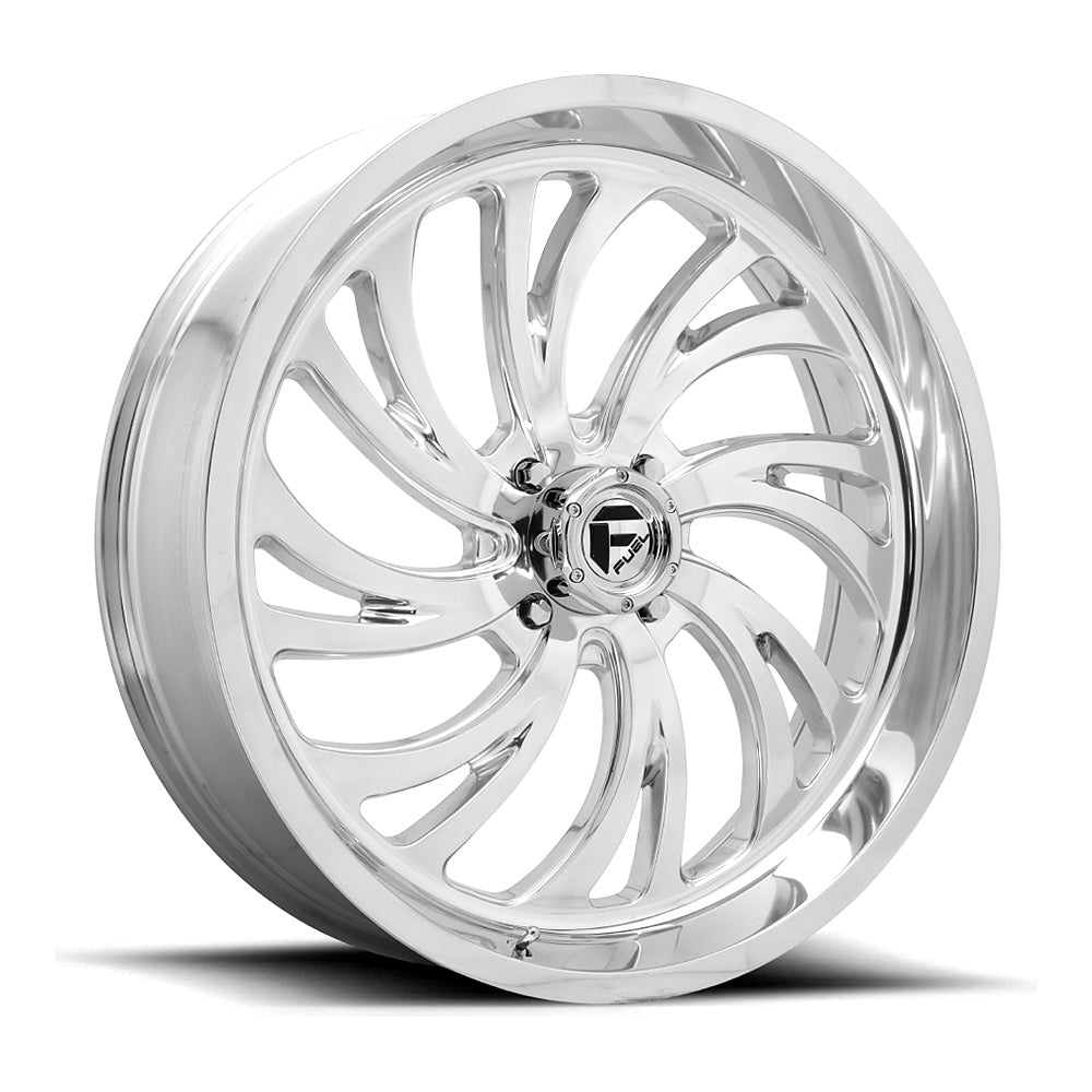 Fuel Kompressor D203 UTV wheel in high luster polished, angled front view