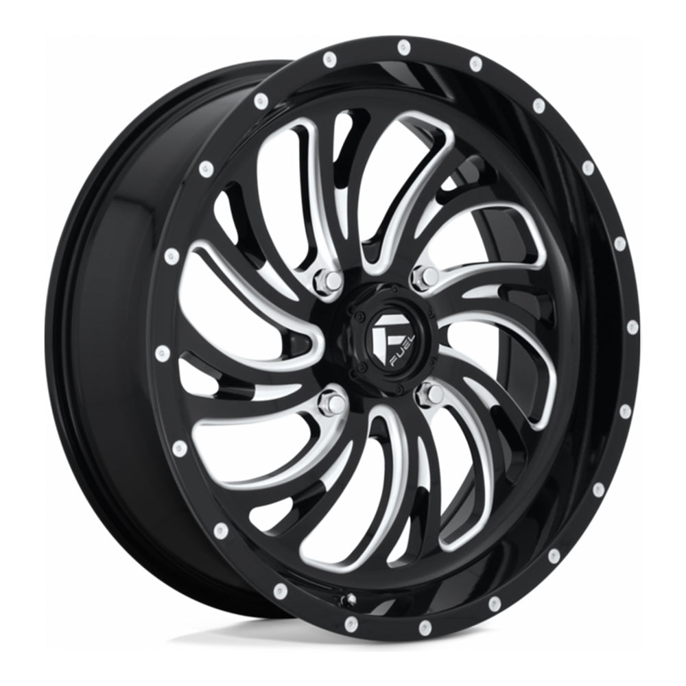 Fuel Kompressor D641 UTV wheel in gloss black milled, angled front view