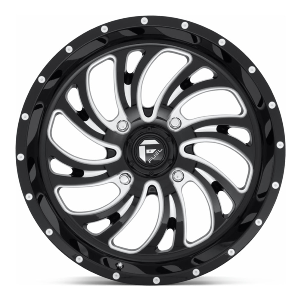 Fuel Kompressor D641 UTV wheel in gloss black milled, straight-on face view