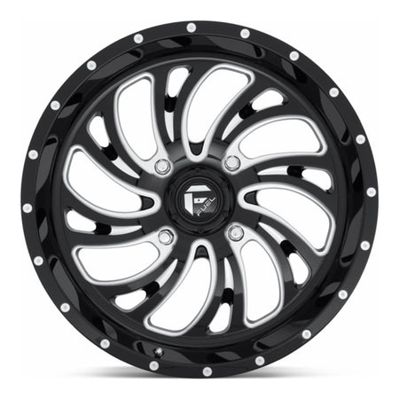 Fuel Kompressor D641 UTV wheel in gloss black milled, straight-on face view