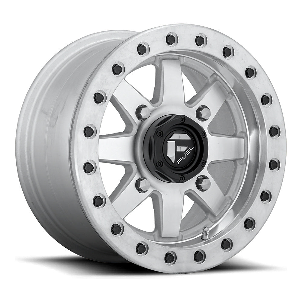 Fuel Maverick Beadlock D937 UTV wheel in raw machined, angled front view