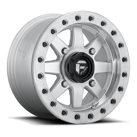Fuel Maverick Beadlock D937 UTV wheel in raw machined, angled front view