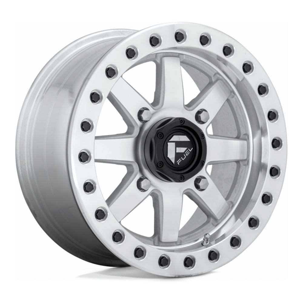 Fuel Maverick Beadlock D937 UTV wheel in raw machined, angled front view