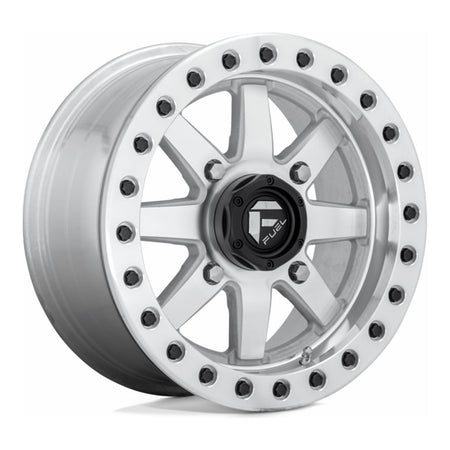 Fuel Maverick Beadlock D937 UTV wheel in raw machined, angled front view