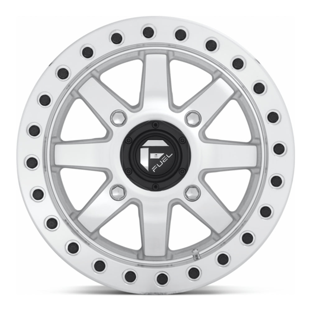 Fuel Maverick Beadlock D937 UTV wheel in raw machined, straight-on face view
