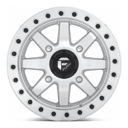 Fuel Maverick Beadlock D937 UTV wheel in raw machined, straight-on face view