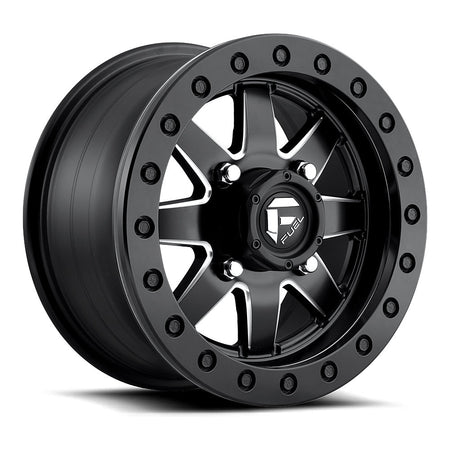 Fuel Maverick Beadlock D938 UTV wheel in matte black milled, angled front view