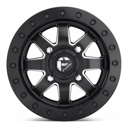 Fuel Maverick Beadlock D938 UTV wheel in matte black milled, straight-on face view