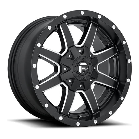 Fuel Maverick D538 UTV wheel in matte black milled, angled front view, 15x10