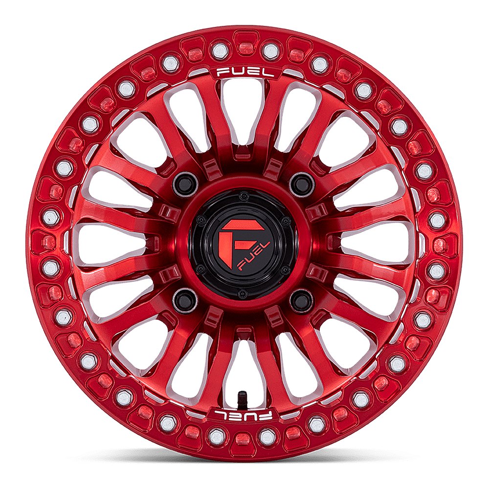 Fuel Rincon Beadlock FV125 UTV wheel in candy red, straight-on face view