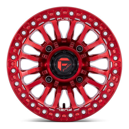 Fuel Rincon Beadlock FV125 UTV wheel in candy red, straight-on face view
