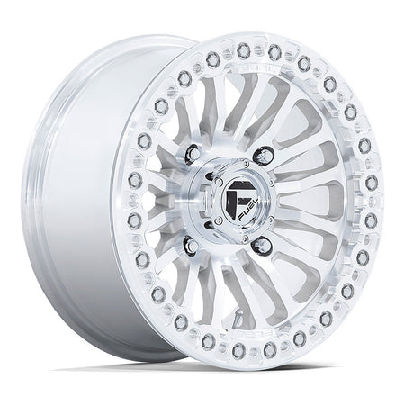 Fuel Rincon Beadlock FV125 UTV wheel in machined, angled front view