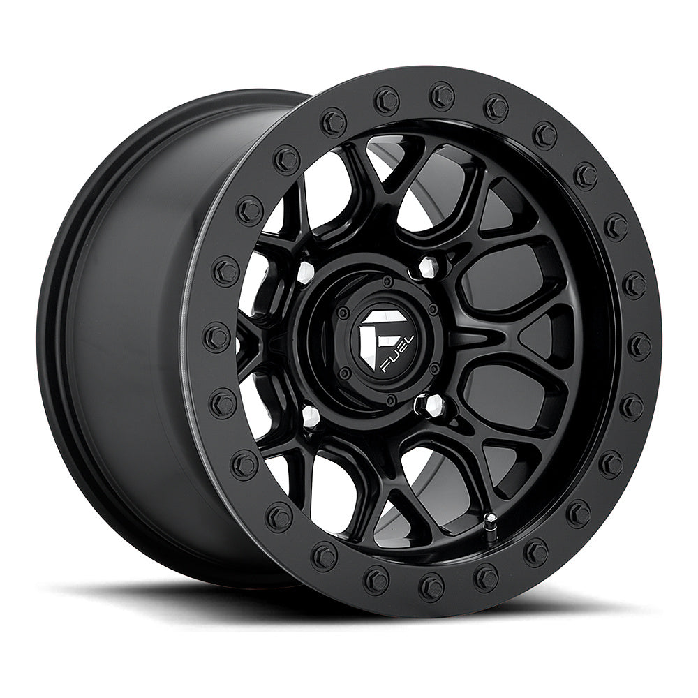 Fuel Tech Beadlock D916 UTV wheel in matte black, angled front view