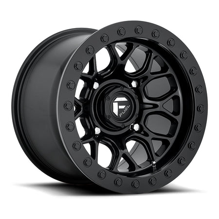 Fuel Tech Beadlock D916 UTV wheel in matte black, angled front view