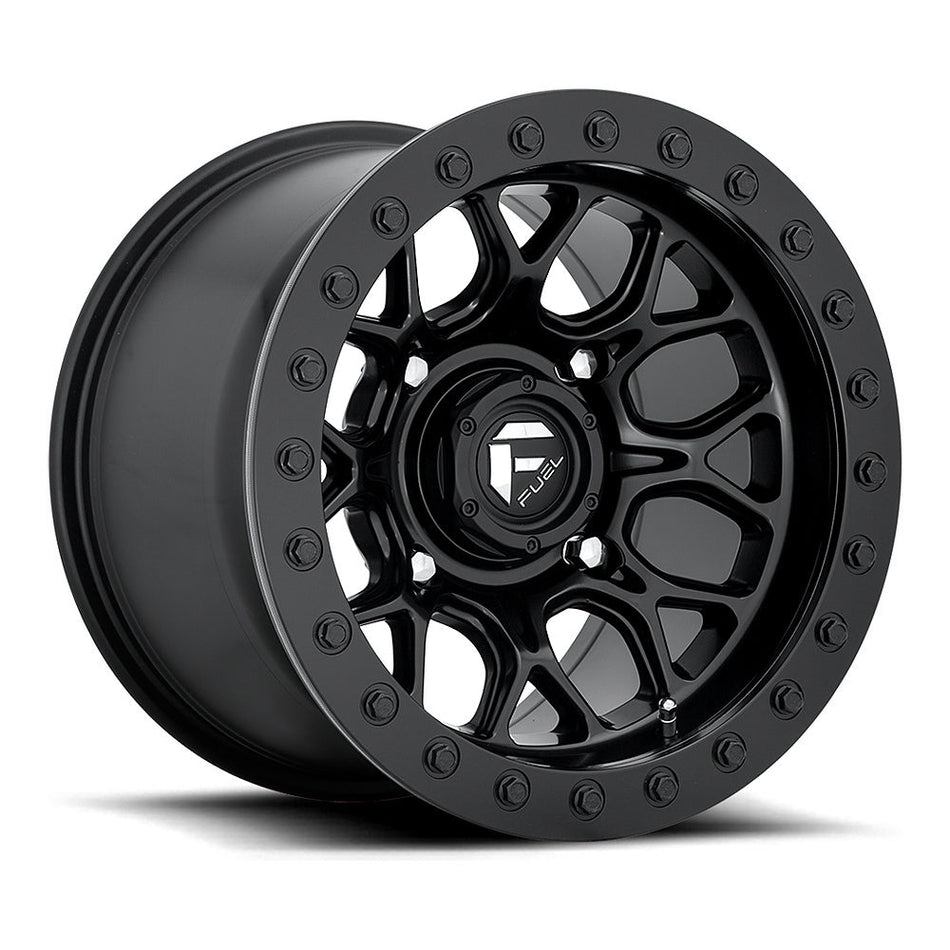 Fuel Tech Beadlock D916 UTV wheel in matte black, angled front view