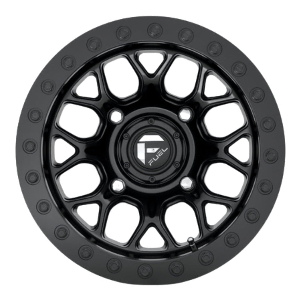Fuel Tech Beadlock D916 UTV wheel in matte black, straight-on face view
