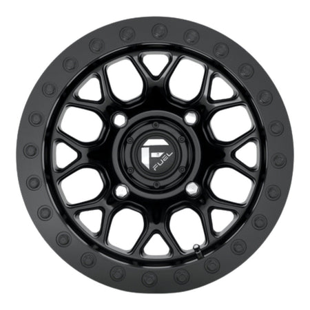 Fuel Tech Beadlock D916 UTV wheel in matte black, straight-on face view
