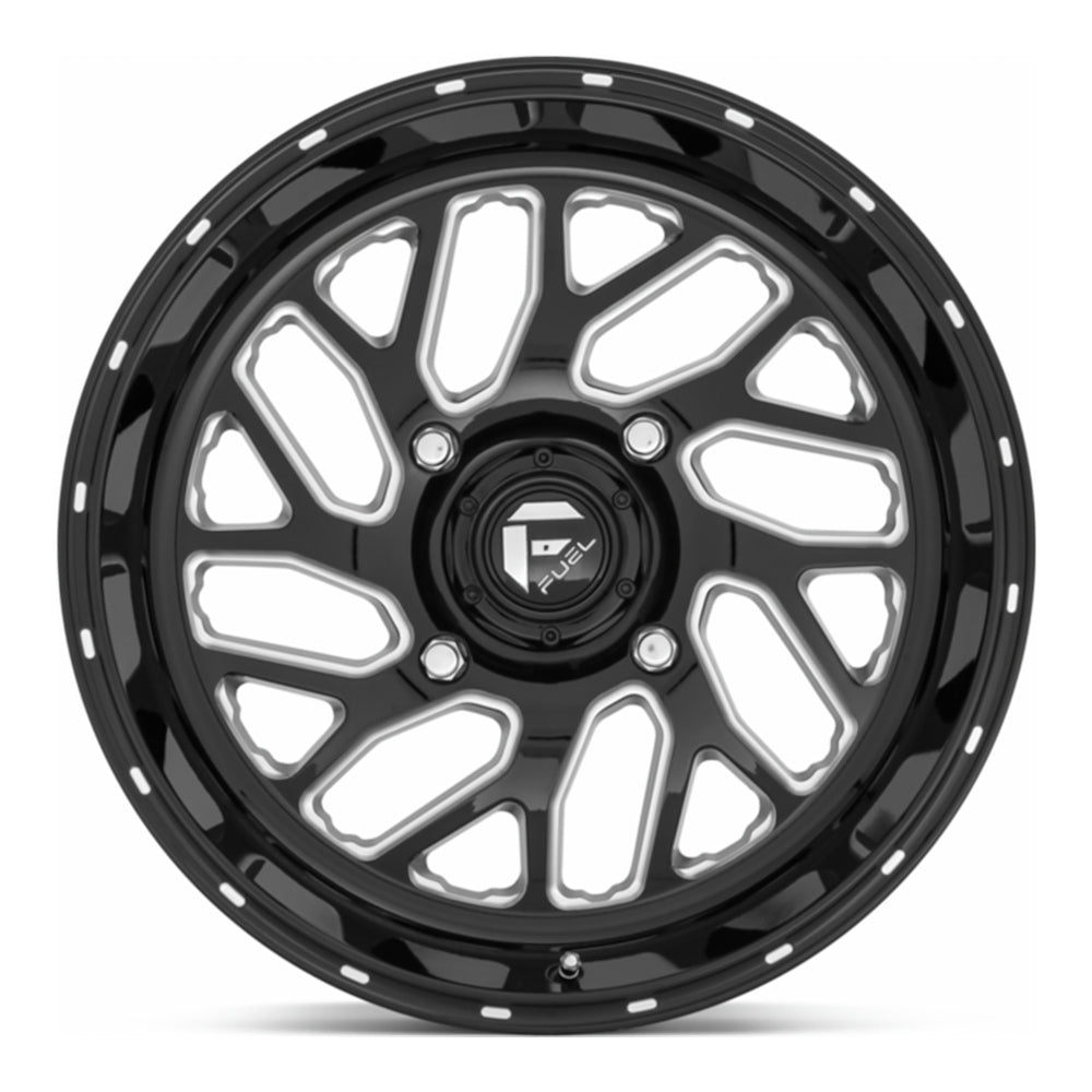 Fuel Triton D581 UTV wheel in gloss black milled, straight-on face view