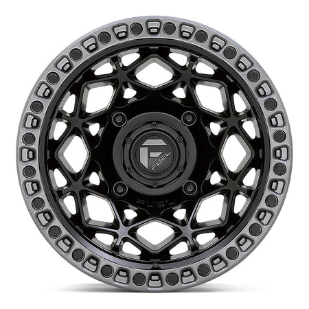 Fuel Unit D783 UTV wheel in matte black with gunmetal ring, straight-on face view
