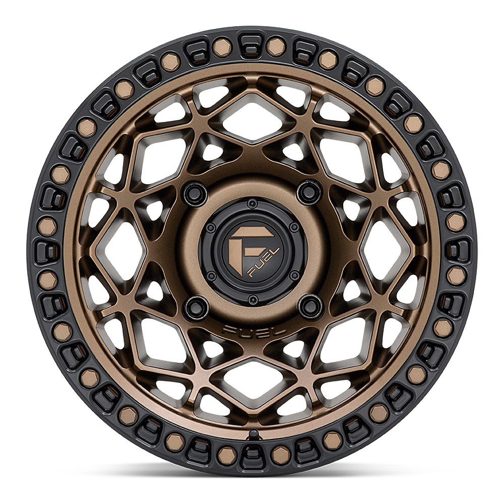 Fuel Unit D785 UTV wheel in bronze with matte black ring, straight-on face view