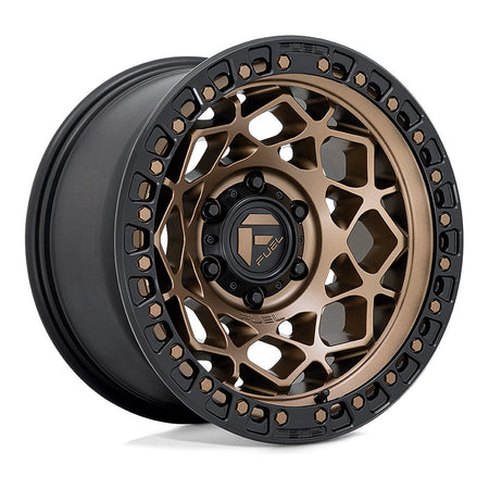 Fuel Unit D785 UTV wheel in bronze with matte black ring, angled front view, 15x7